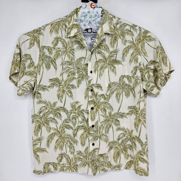 Vintage Kalaheo Shirt Mens XL Hawaiian Button Up Palm Trees AOP Beach - Picture 1 of 10
